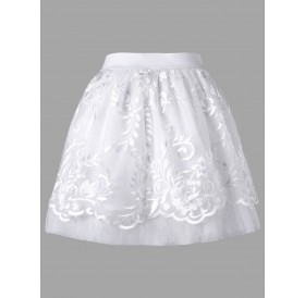 High Waisted Mini LED Light Up Skirt - White L