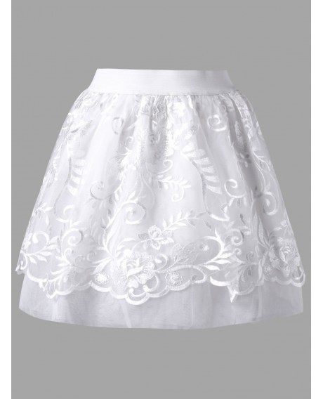 High Waisted Mini LED Light Up Skirt - White L