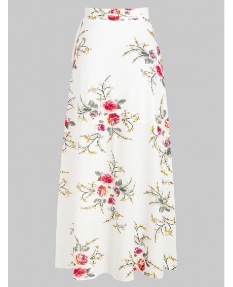 Flower Asymmetrical Skirt - White Xl