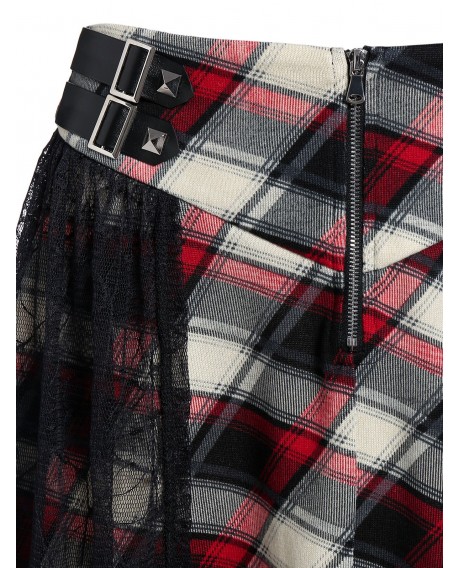 Plaid Mini Zippered Skirt - Multi-a Xl