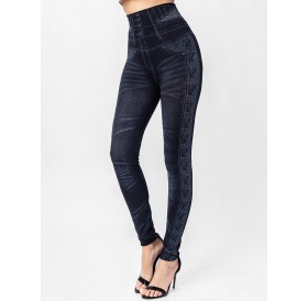 High Waisted Knit Jeggings - Black S