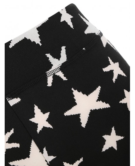 Starfish Print High Waisted Skinny Leggings - Black M