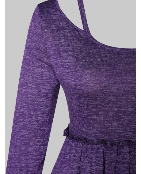 Plus Size Cut Out Lace Trim Marled T-shirt - Purple Iris L