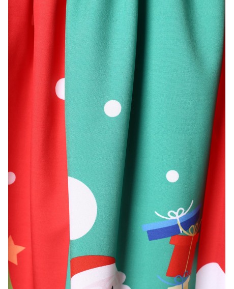 Plus Size Off The Shoulder Santa Claus Print Christmas Dress - Black L