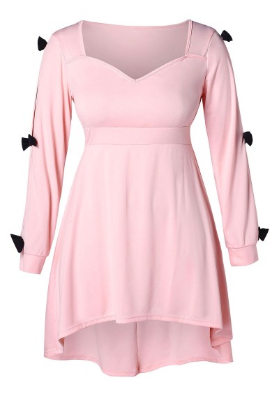 Plus Size Sweetheart Neck A Line Dress - Pink L