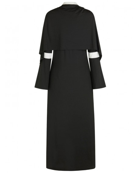 Plus Size Halloween Nun Costume Slit Dress - Black L