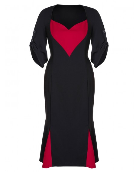 Plus Size Sweetheart Neck Fishtail Dress - Black L