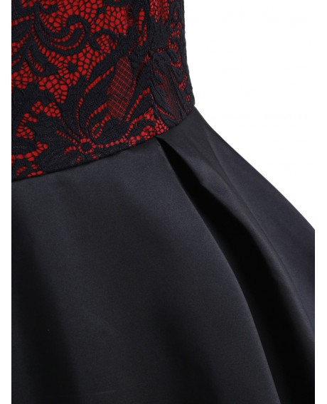 Lace Panel Sweetheart Neck Plus Size Semi Formal Dress - Black 2x
