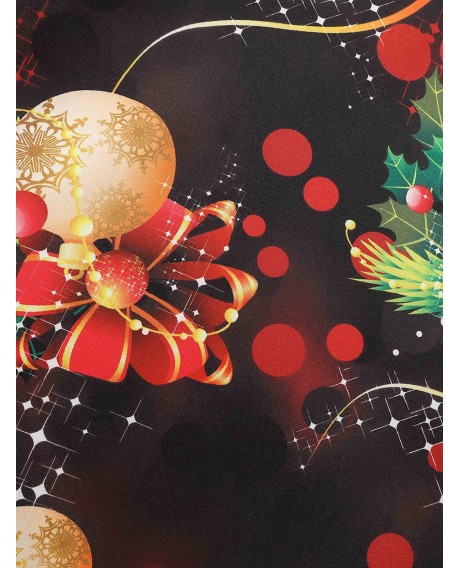 Christmas Tree Gift Lantern Print Plus Size Vintage Midi Dress -  3x