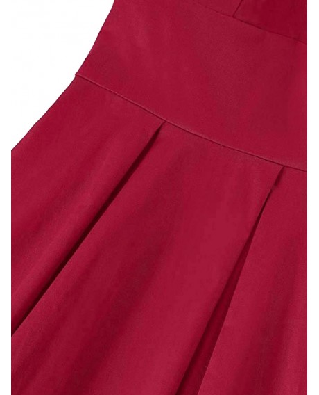 Plus Size V Shaped Back Vintage Fit and Flare Dress - Red L