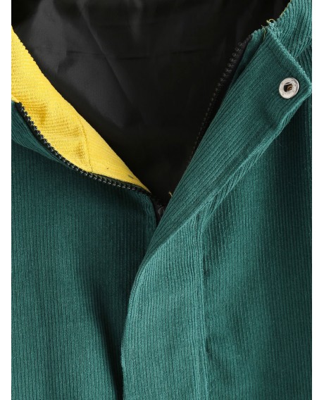Plus Size Color Block Hooded Jacket - Medium Aquamarine 1x