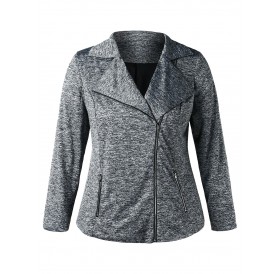 Plus Size Marled Jacket - Gray L