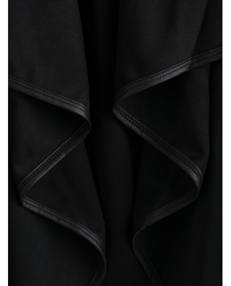 Plus Size Draped Open Front Jacket - Black 3x