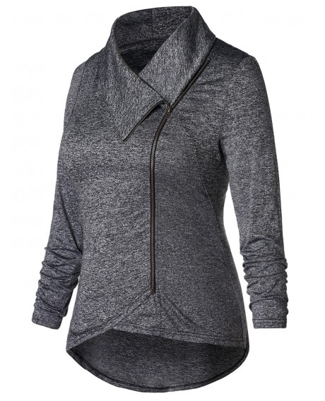 Plus Size Skew Zip Asymmetrical Jacket - Dark Gray 2x