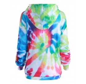 Rainbow Spiral Tie Dye Print Plus Size Hoodie -  L