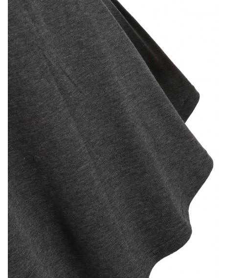 Plus Size Lace Up Cowl Neck Sweatshirt - Carbon Gray L