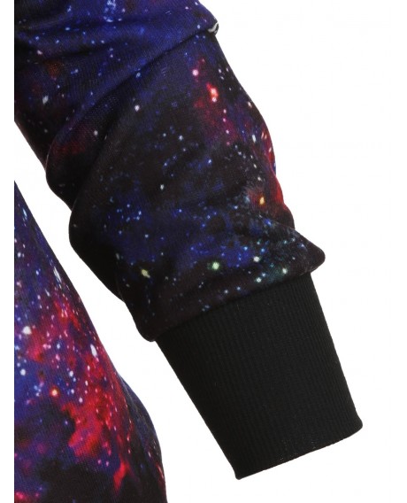 Cold Shoulder Galaxy Print Grommet Plus Size Sweatshirt - Blue L