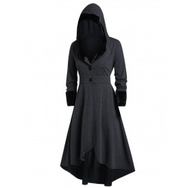 Plus Size Hooded Gothic Long Coat - Black 1x