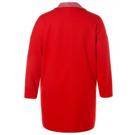 Plus Size Plaid Pockets Christmas Coat - Red 2x