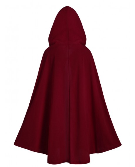 Halloween Hooded Hook-and-Eye Plus Size Cape Coat with Skull Mask - Red Wine 1x