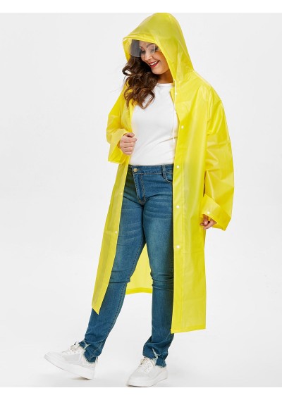 Plus Size Hooded Waterproof Raincoat - Corn Yellow One Size