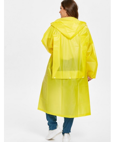Plus Size Hooded Waterproof Raincoat - Corn Yellow One Size