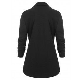 Plus Size Notch Lapel Zip Up Asymmetrical Coat - Black L