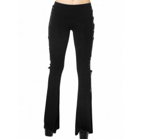 Plus Size Lace Up Punk Flare Pants - Black L