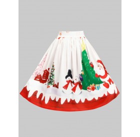 Plus Size Christmas High Waisted Skirt -  L