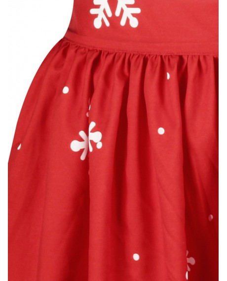 Plus Size Christmas A Line Printed Skirt - Red 1x