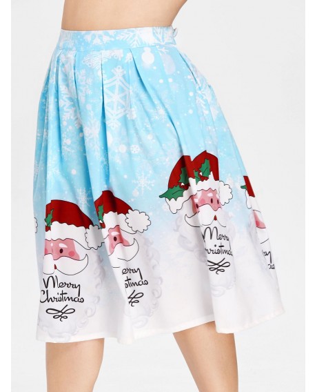 Plus Size Santa Clause Print Christmas Skirt -  2x