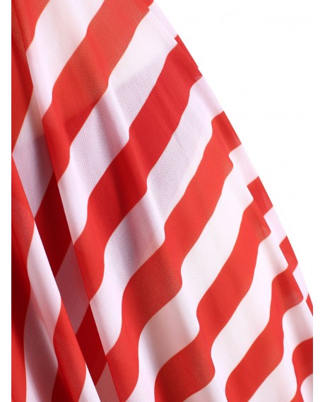 Plus Size Mesh Panel American Flag Tankini Set -  1x