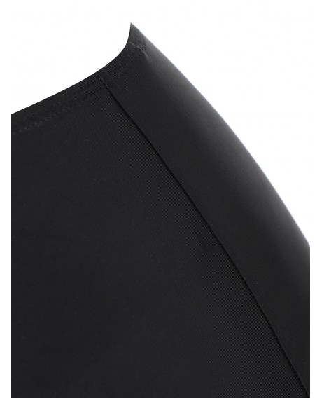 Plus Size Starry Sky Print Overlay Tankini Swimsuit - Black L