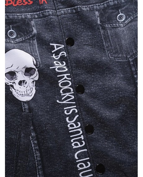Skull Graphic Print Jacket - Black L
