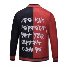Graphic Pocket Print Two Tone Jacket - Red With Black L