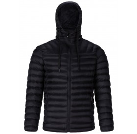 Drawstring Hooded Padded Zip Up Jacket - Black 2xl