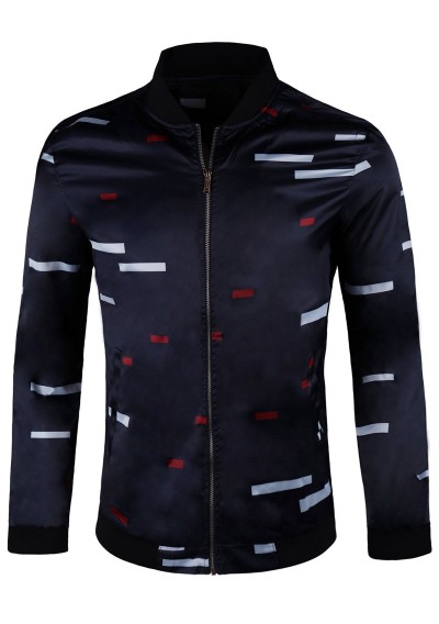 Colorblock Slim Fit Zip Up Jacket - Cadetblue Xl