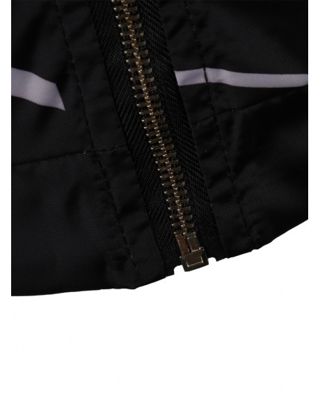 Contrast Trim Slim Zip Up Jacket - Black Xl