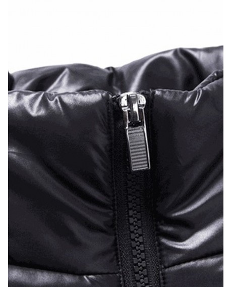 Lightweight Funnel Neck Puffer Jacket - Black 4xl