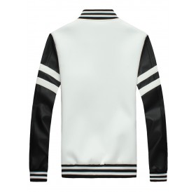 Color Block Stripe Zip Up Jacket - White 5xl