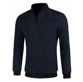 Printed Faux Fur Lined Jacket - Cadetblue Xl