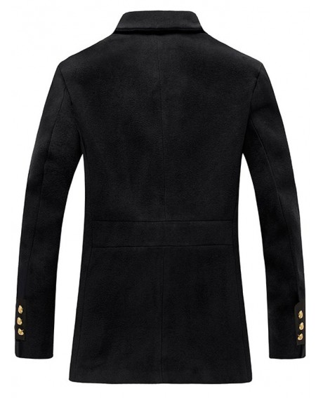 Single Breasted Zipper Design Woolen Coat - Black M