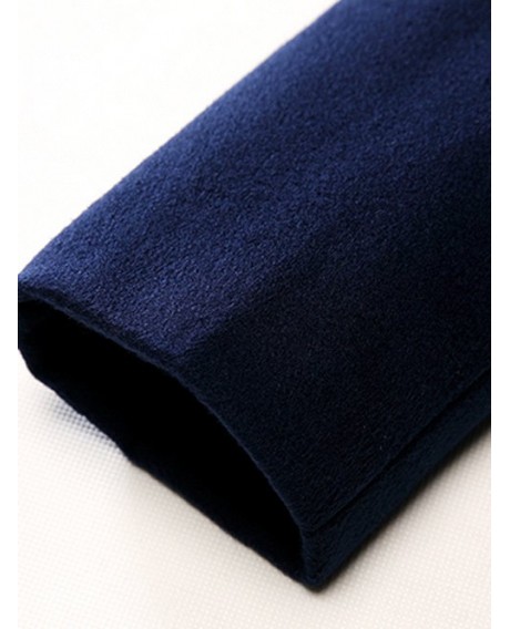 Single Breasted Lengthen Warmth Woolen Coat - Deep Blue Xl