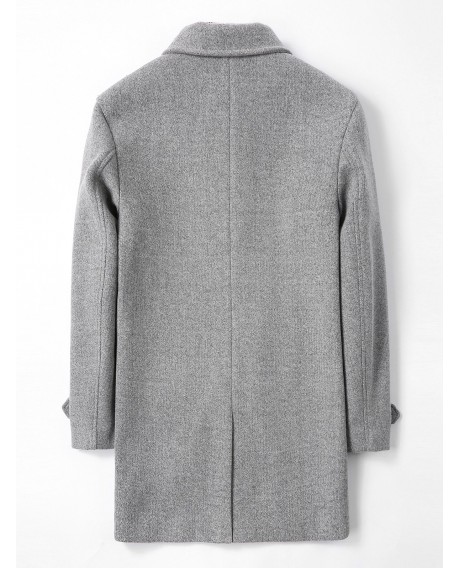 Single Breasted Back Split Woolen Coat - Gray Cloud S