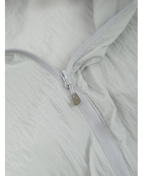 Zip Up Hooded Long Sleeve Jacket - Gray Cloud Xs