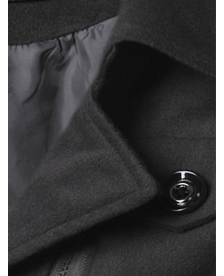 Epaulet Design Zippered Single Breasted Coat - Black 2xl