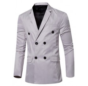 Casual Lapel Collar Double Breasted Flap-Pocket Design Blazer For Men - Gray 2xl