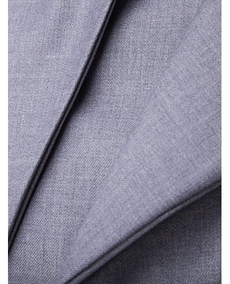 Stand Collar Back Vent Asymmetrical Blazer - Light Gray L
