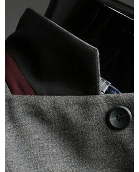 Pocket Contrast Insert Double Vent Blazer - Gray Xl