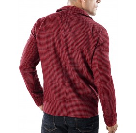 Casual Bordure Patch Pocket Houndstooth Blazer - Red L